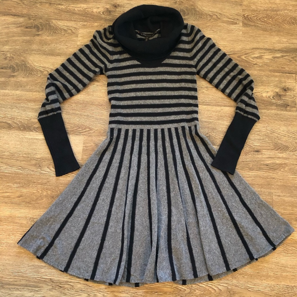 BCBG Striped Cowl Sweater Dress